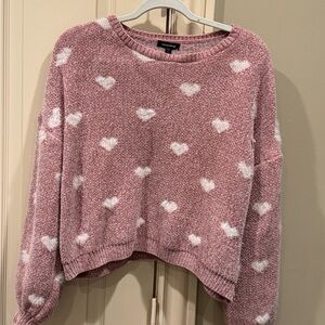 Mittoshop Small women’s Pink and White Heart Sweater